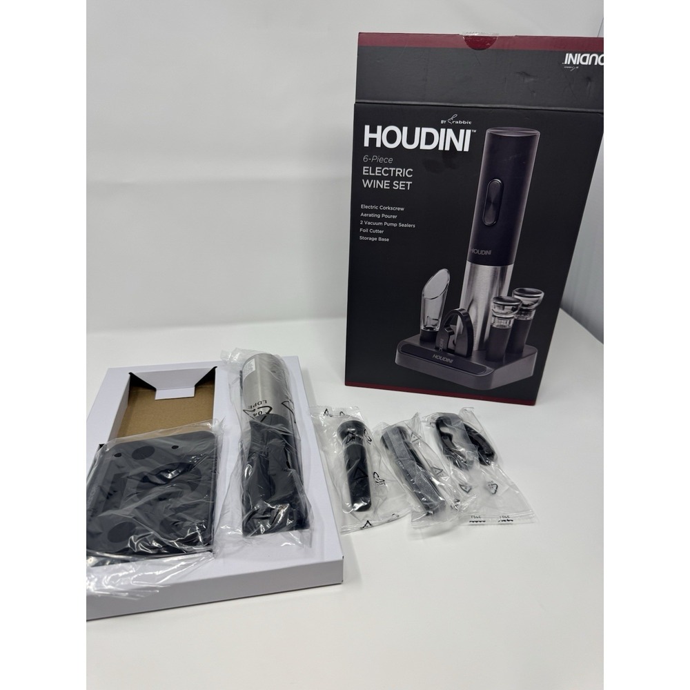 Electric Wine‎ Opener Set with Foil Cutter and Stoppers (Partial Set) w/ Box